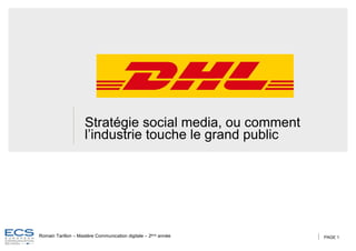 Stratégie social media, ou comment l’industrie touche le grand public PAGE  Romain Tarillon – Mastère Communication digitale – 2 ème  année 