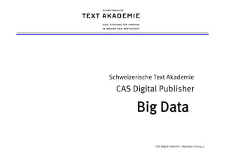 Schweizerische Text Akademie 
CAS Digital Publisher 
CAS Digital Publisher / Big Data/ ©2014, 1 
 