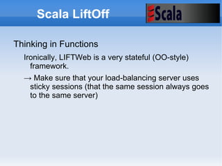 Scala LiftOff Scala 2.8 – Selected Improvements Named parameters 