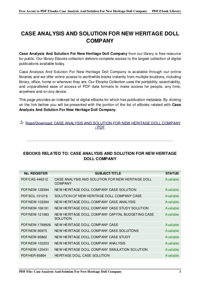 Case analysis-and-solution-for-new-heritage-doll-company