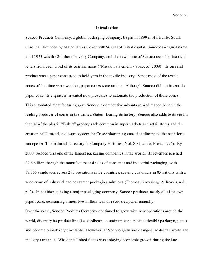 Sonoco Products Company Case Study Solution