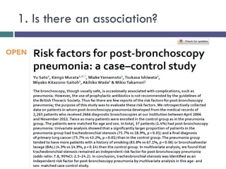 1. Is there an association?
 