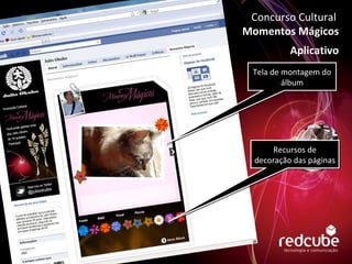 Tela de montagem do álbum Concurso Cultural  Momentos Mágicos Aplicativo Recursos de decoração das páginas 