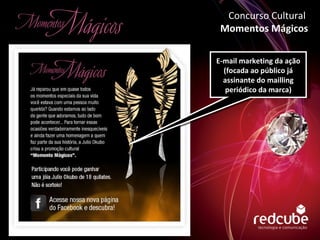 Concurso Cultural  Momentos Mágicos E-mail marketing da ação (focada ao público já assinante do mailling periódico da marca) 