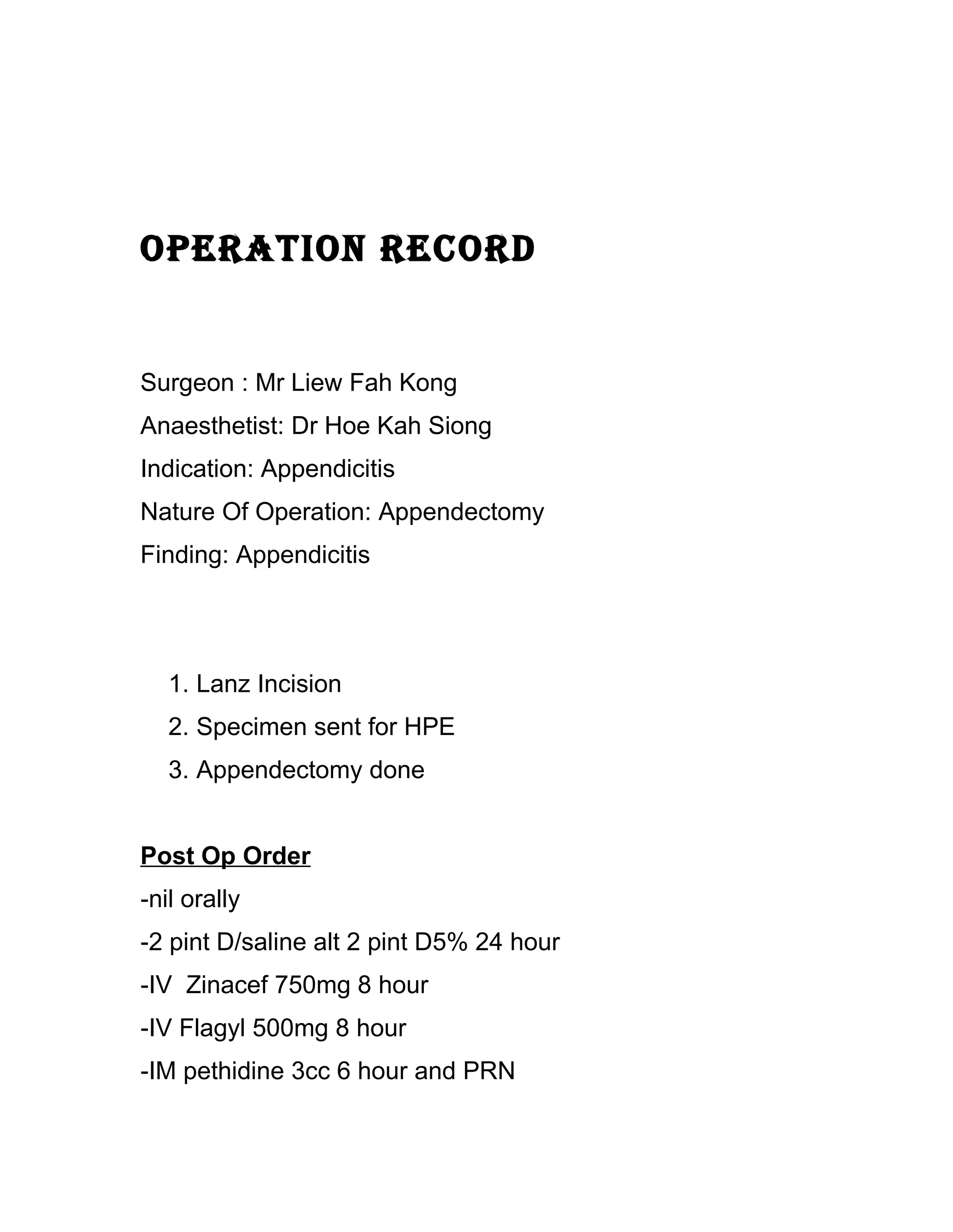 Nursing case study Appendectomy | DOC