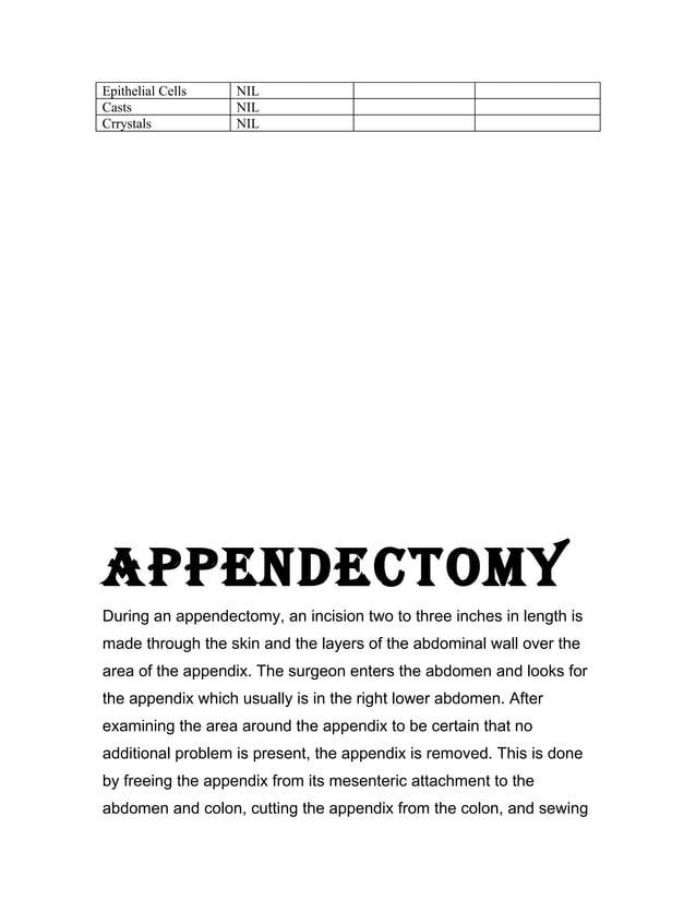 Nursing case study Appendectomy