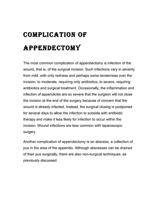 Nursing case study Appendectomy