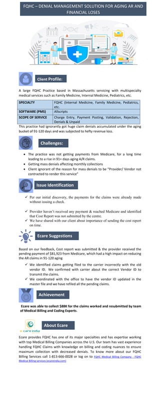 FQHC Denial Management Solution For Aging AR And Financial Loses PDF