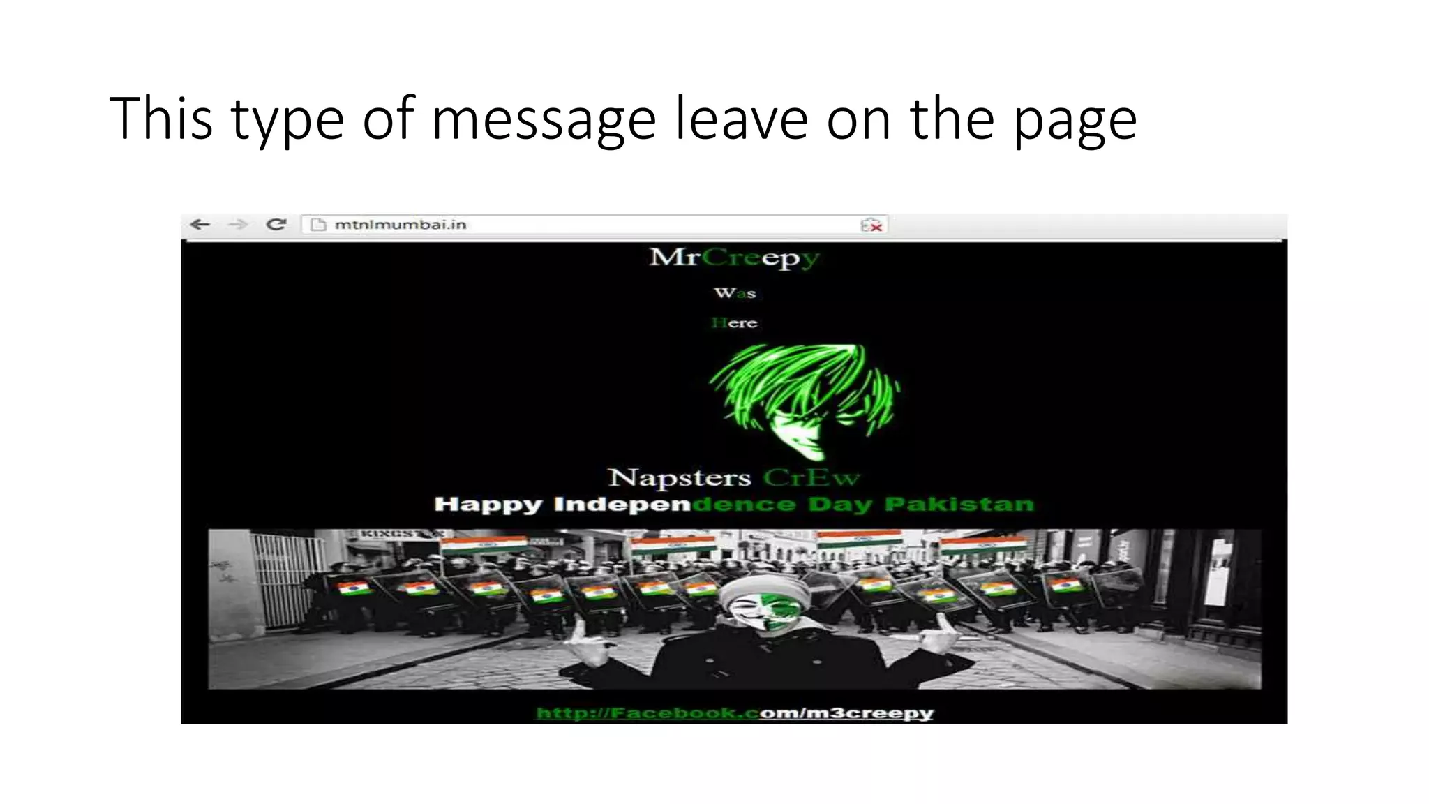 This type of message leave on the page
 