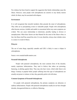 Nursing Case Study Paranaoid Schizophrenia | DOC