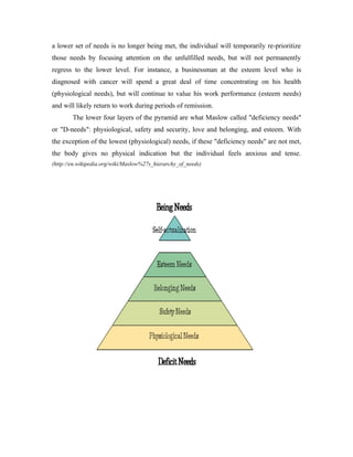 a lower set of needs is no longer being met, the individual will temporarily re-prioritize
those needs by focusing attenti...