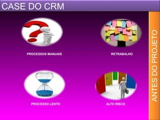 Portfólio de Projetos
CRM
• Maior controle das informações, retorno dos clientes,
estratégia de mercado e tomadas de decisões internas,
prazo de 60 dias.
• Introdução da ferramenta Dynamics com as
funcionalidades completas de atendimento a clientes
(SAC), marketing e integração com vendas.
• O acompanhamento eficiente do relacionamento da
corporação com seus clientes, permitindo um domínio
significativo de todas fases e ocorrências existentes nos
processos de negociação e atendimento a clientes,
desde o momento até o pós venda.
 