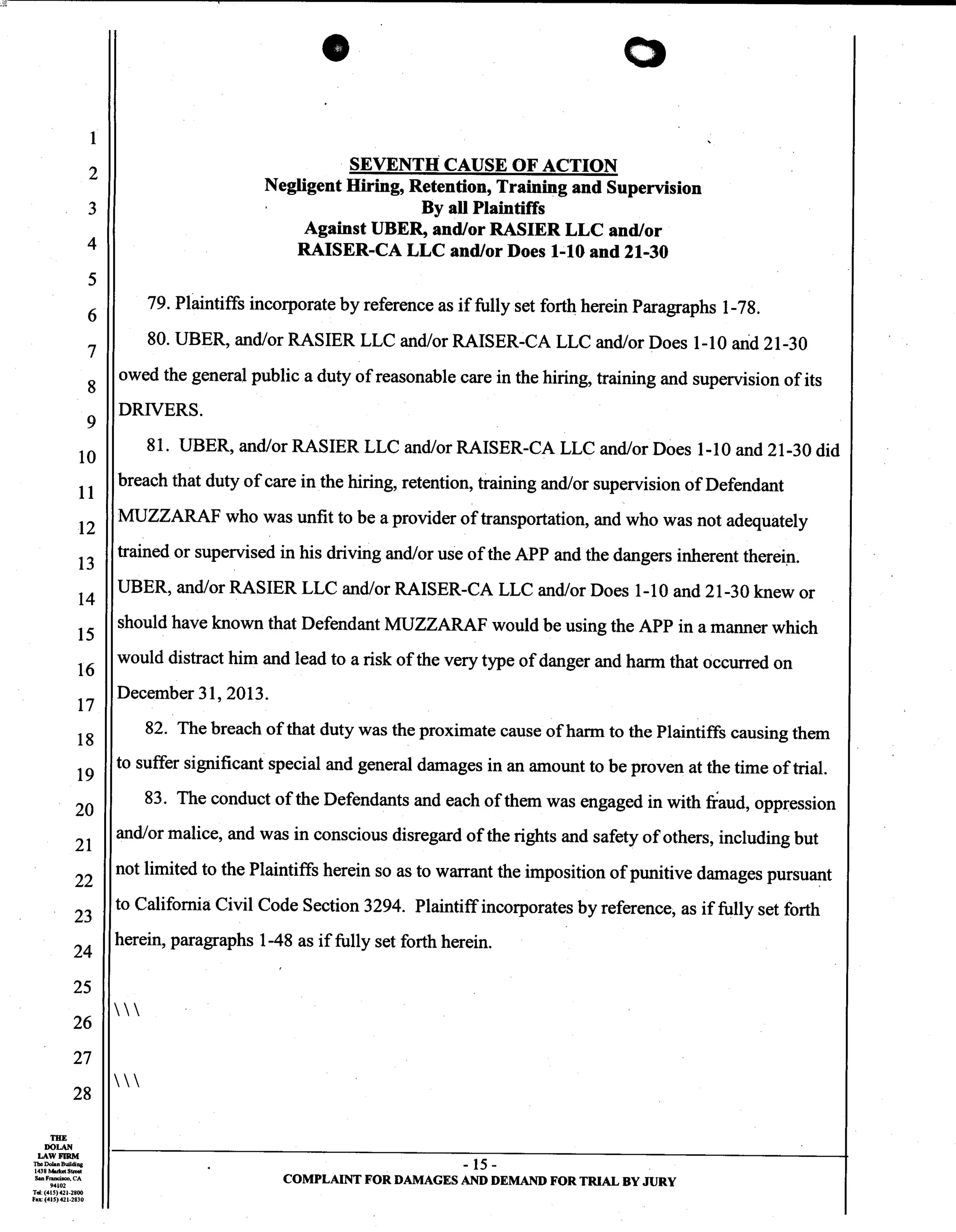 Uber Lawsuit Documents: Case13 ang jiang liu et al vs. uber technologies-wrongful-death