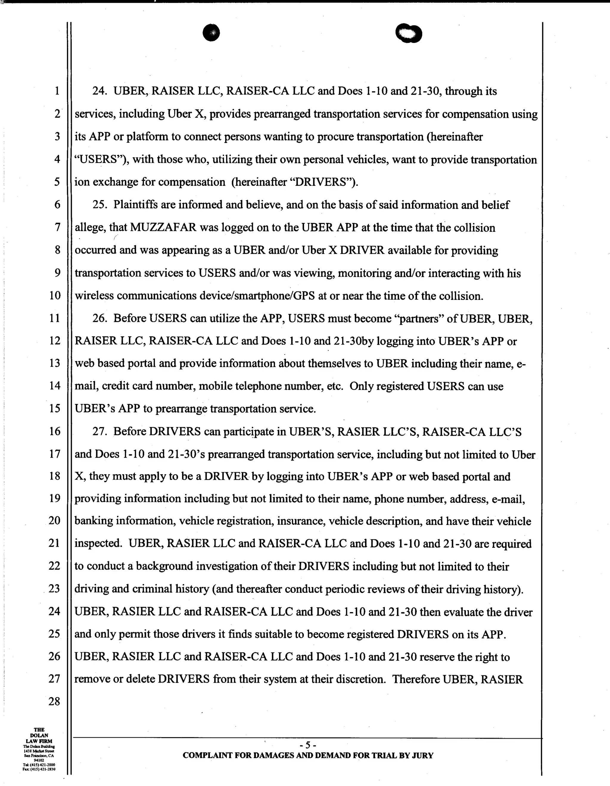 Uber Lawsuit Documents: Case13 ang jiang liu et al vs. uber technologies-wrongful-death