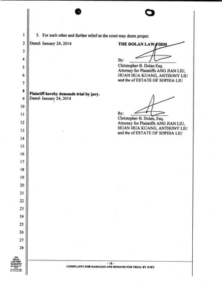 Uber Lawsuit Documents: Case13 ang jiang liu et al vs. uber technologies-wrongful-death