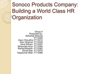 Sonoco Products Company:
Building a World Class HR
Organization
 
