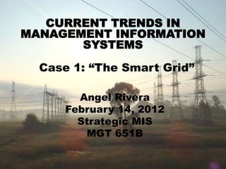CURRENT TRENDS IN
MANAGEMENT INFORMATION
       SYSTEMS

  Case 1: “The Smart Grid”

        Angel Rivera
      February 14, 2012
        Strategic MIS
         MGT 651B
 
