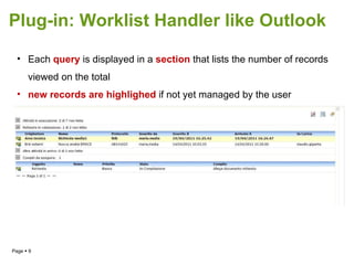 Plug-in: Worklist Handler like Outlook Each  query  is displayed in a  section  that lists the number of records viewed on the total new records are highlighed  if not yet managed by the user  