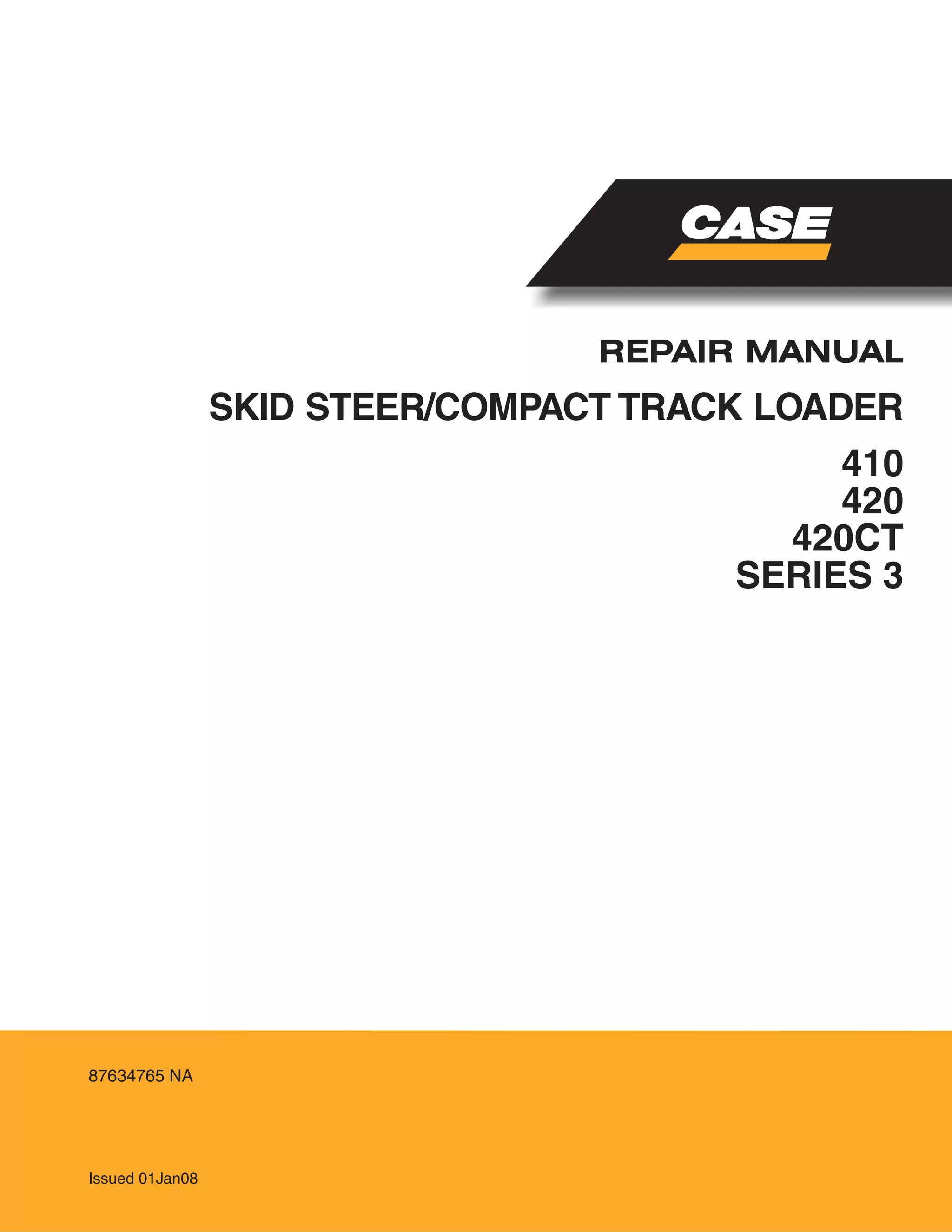 Case 420 skid steer service repair manual PDF