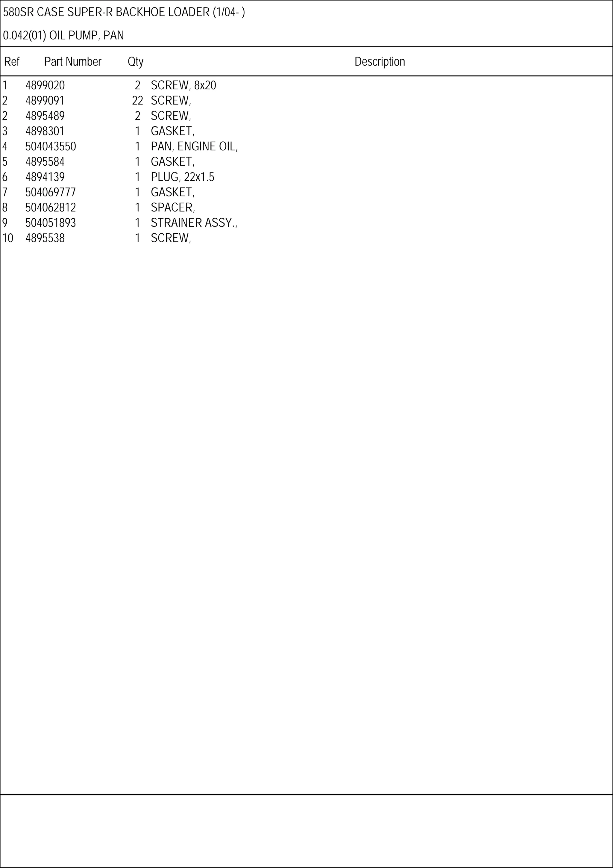 Case 580 sr backhoe loader parts catalogue manual PDF