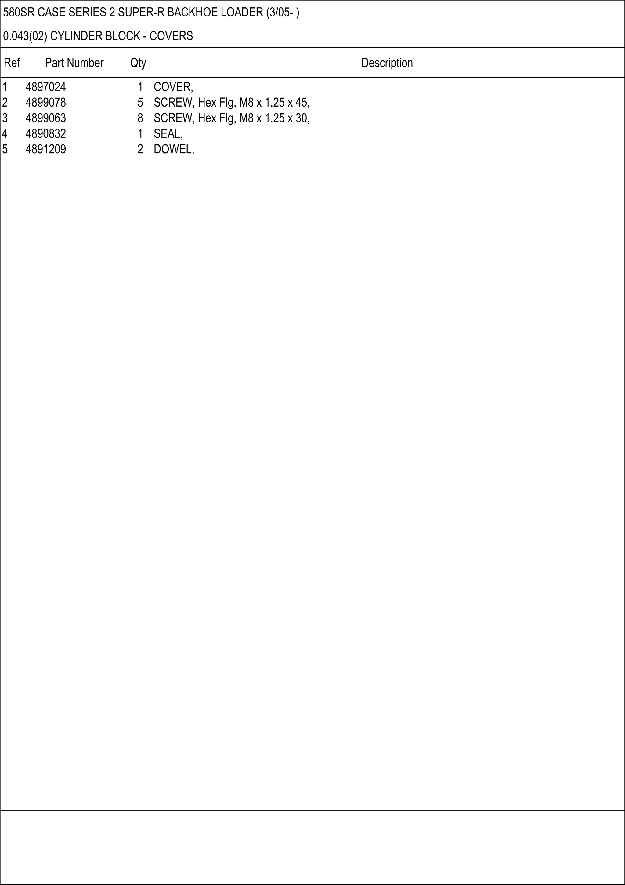 Case 580 sr series 2 backhoe loader parts catalogue manual PDF