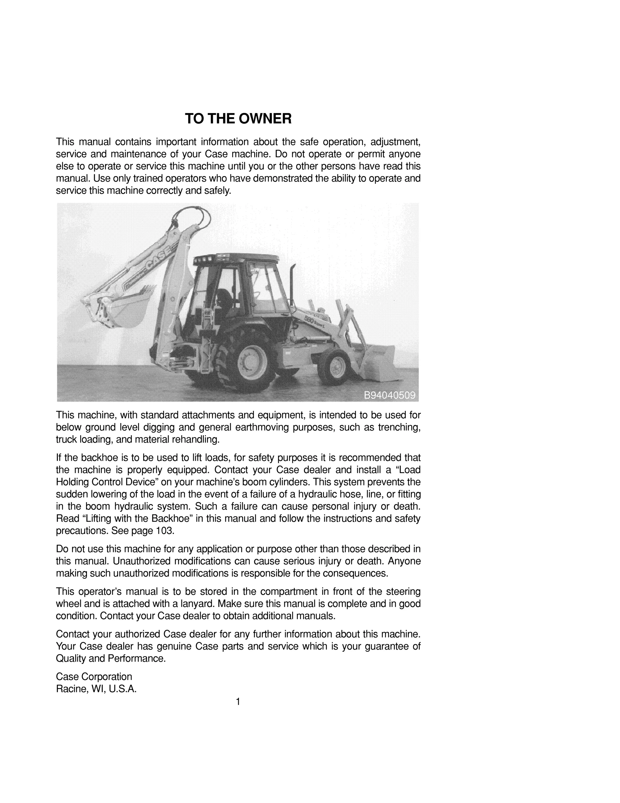 Case 590 super l loader backhoes operator manual | PDF