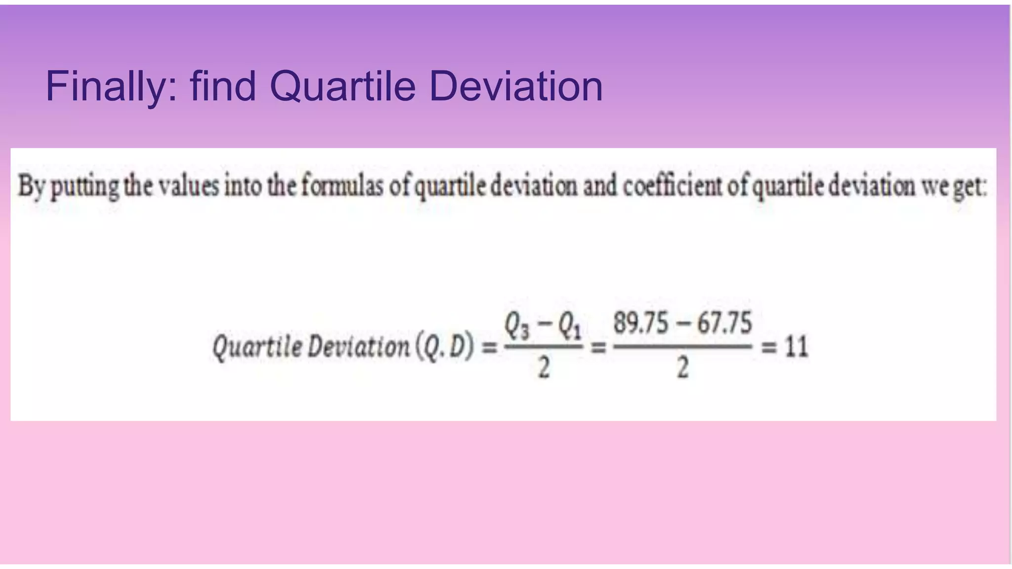 Finally: find Quartile Deviation
 