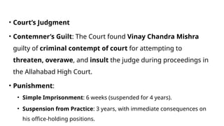 Found Judgment Supreme Court Judgment on Contempt and Advocate Discipline in Vinay ...