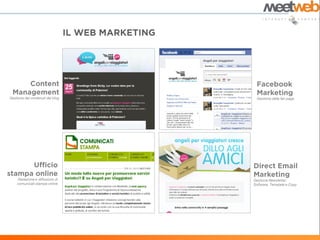 Gestione dei contenuti del blog    Gestione della fan page




    Redazione e diffusione di     Gestione Newsletter:
    comunicati stampa online      Software, Template e Copy
 