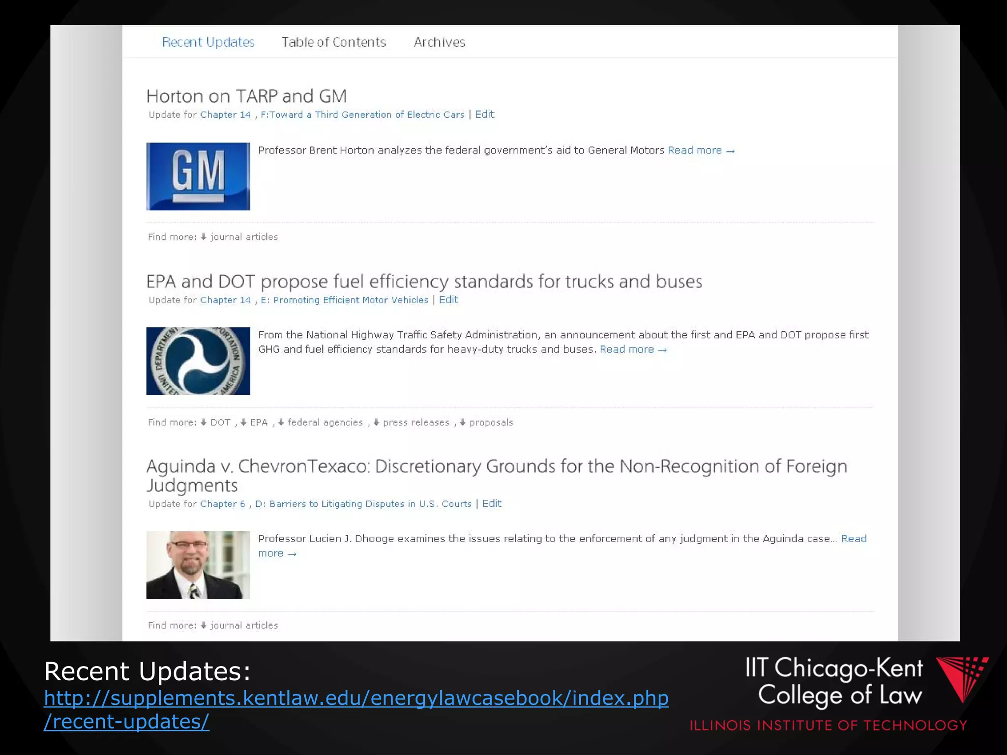 Recent Updates:
http://supplements.kentlaw.edu/energylawcasebook/index.php
/recent-updates/