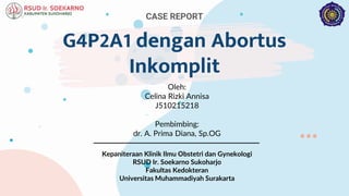 CASE REPORT
G4P2A1 dengan Abortus
Inkomplit
 
