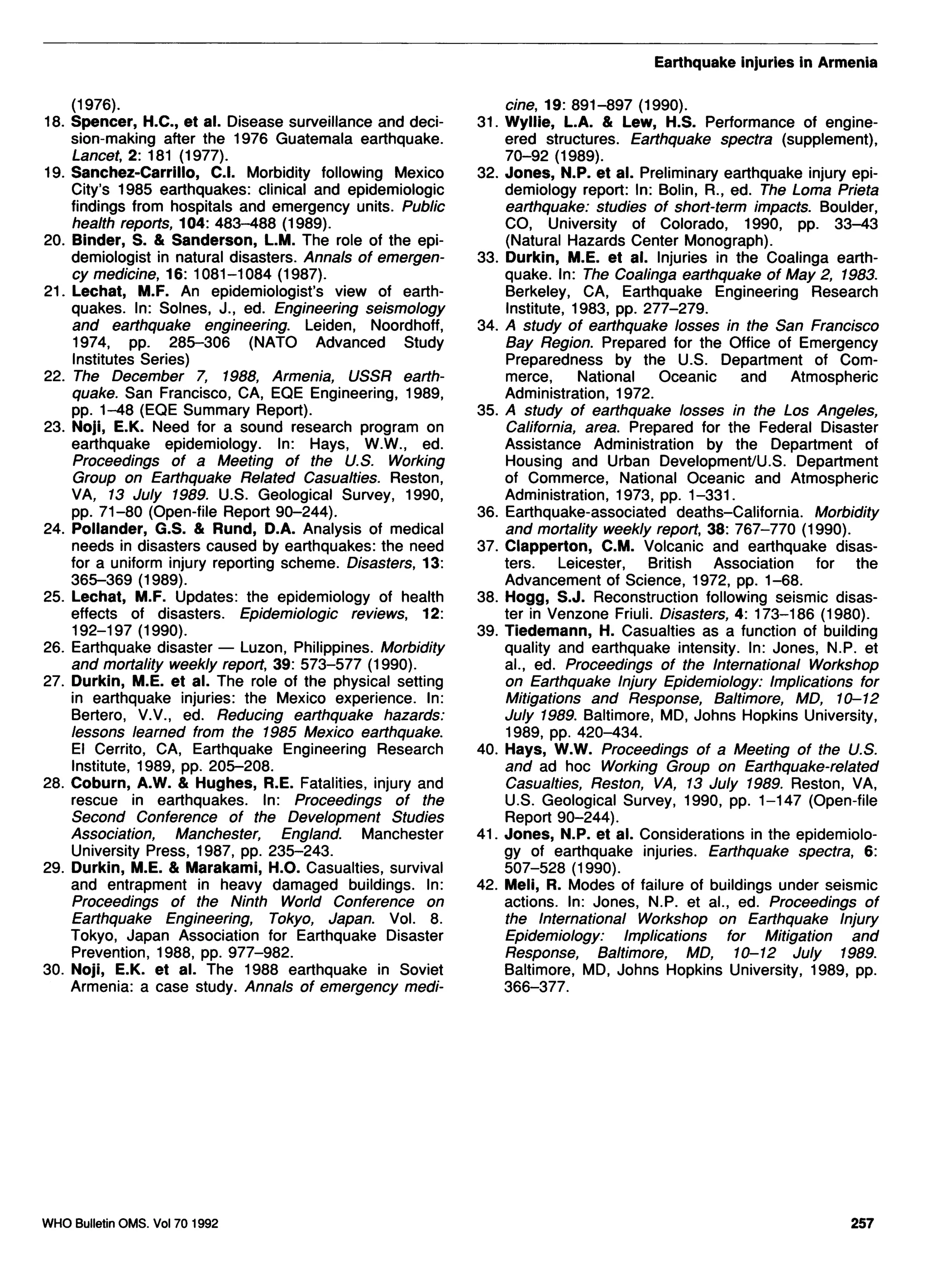 A case-control study of injuries arising from the earthquake in Armenia ...