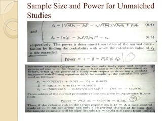 Sample Size and Power for Unmatched
Studies

 