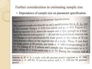 Further consideration in estimating sample size


Dependence of sample size on parameter specification

 