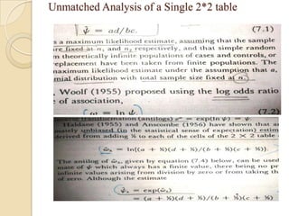 Unmatched Analysis of a Single 2*2 table

 