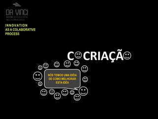INNOVATION AS A COLABORATIVEPROCESSC   CRIAÇÃNÓS TEMOS UMA IDÉIADE COMO MELHORAR ESTA IDÉA