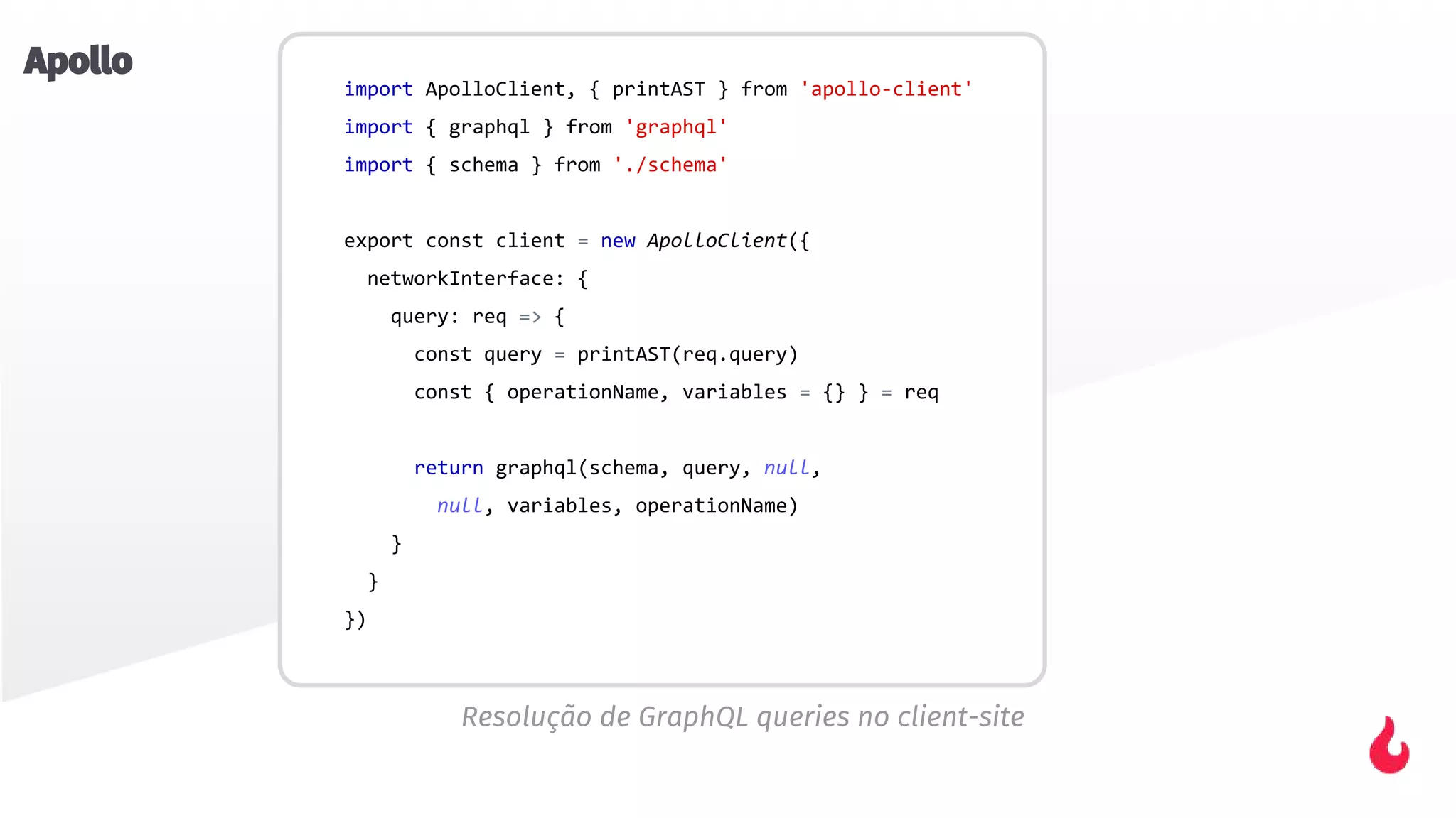 Resolução de GraphQL queries no client-site
Apollo
 