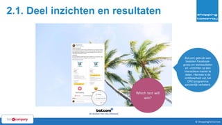 35© ShoppingTomorrow © ShoppingTomorrow
2.1. Deel inzichten en resultaten
Bol.com gebruikt een
besloten Facebook-
groep om testresultaten
en –inzichten op een
interactieve manier te
delen. Hiermee is de
zichtbaarheid van het
CRO programma
aanzienlijk verbeterd.
 