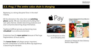 2.3. Frog // The entire value chain is changing
Bypassing is a strong disruptive force in the retail
industry.
All the ele...