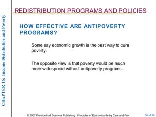 REDISTRIBUTION PROGRAMS AND POLICIES HOW EFFECTIVE ARE ANTIPOVERTY PROGRAMS? Some say economic growth is the best way to cure poverty. The opposite view is that poverty would be much more widespread without antipoverty programs. 