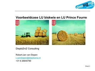 Voorbeeldcase LU biskwie en LU PrinceFourre DiepbiZniZ Consulting Robert-Jan van Diepen r.vandiepen@diepbizniz.nl +31 6 26640790 Sheet 1 