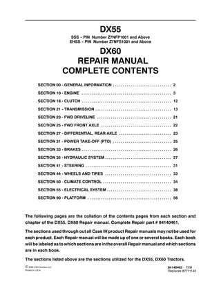 Case ih dx55 tractor service repair manual | PDF