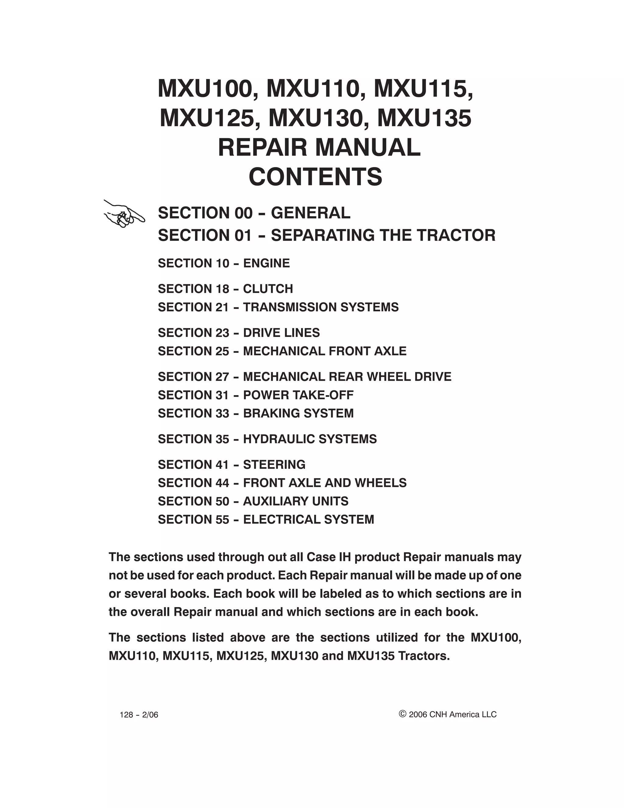 Case ih mxu100 tractor service repair manual | PDF