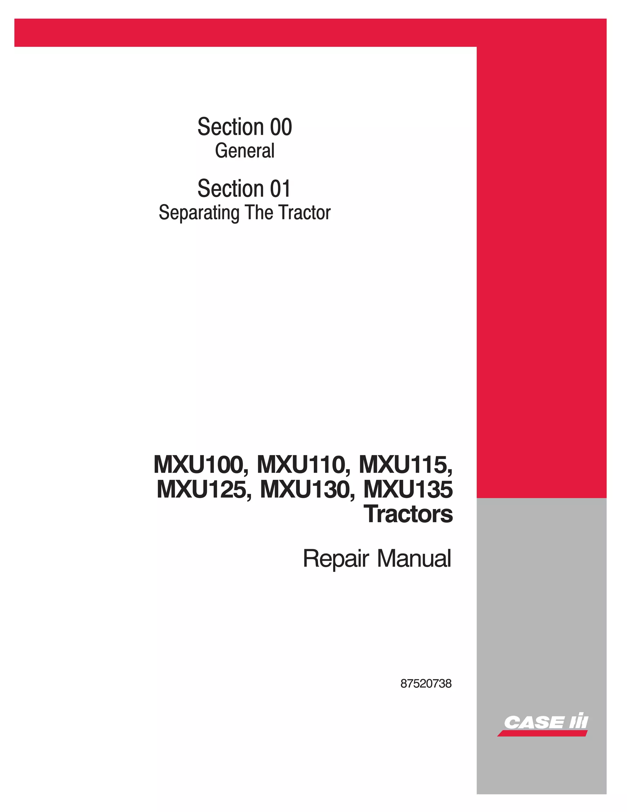 Case ih mxu110 tractor service repair manual | PDF