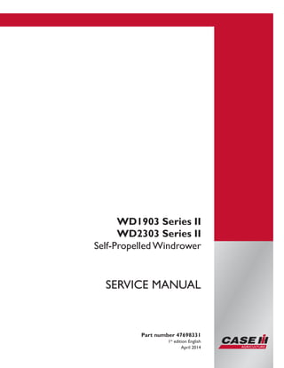 Case ih wd2303 series ii self propelled windrower service repair manual ...