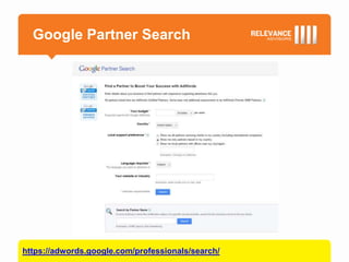 Google Partner Search




https://adwords.google.com/professionals/search/
 