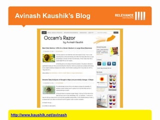Avinash Kaushik’s Blog




http://www.kaushik.net/avinash
 
