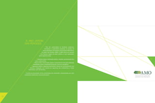 9. AMO JARDIM
DAS PERDIZES
Para dar continuidade às iniciativas modernas,
inovadoras e sustentáveis propostas no projeto do
bairro planejado, foi fundada a Associação de Moradores
do Jardim das Perdizes (AMO). A AMO atuará em parceria
com diversos órgãos do poder público, e será responsável
pelas seguintes áreas:
• Zeladoria urbana: iluminação pública, calçadas, pavimentação das
ruas e coleta de lixo.
• Áreas verdes: conservação, podas e campanhas de educação ambiental.
• Mobilidade urbana: sinalização horizontal, vertical e semafórica.
• Segurança pública: segurança patrimonial, sistema de monitoramento com
câmeras, integração com sistema de segurança dos condomínios e ronda
motorizada, a pé e de bicicleta.
A receita da Associação virá da contribuição dos associados, representados por cada
condomínio residencial e comercial do bairro.

26

27

 