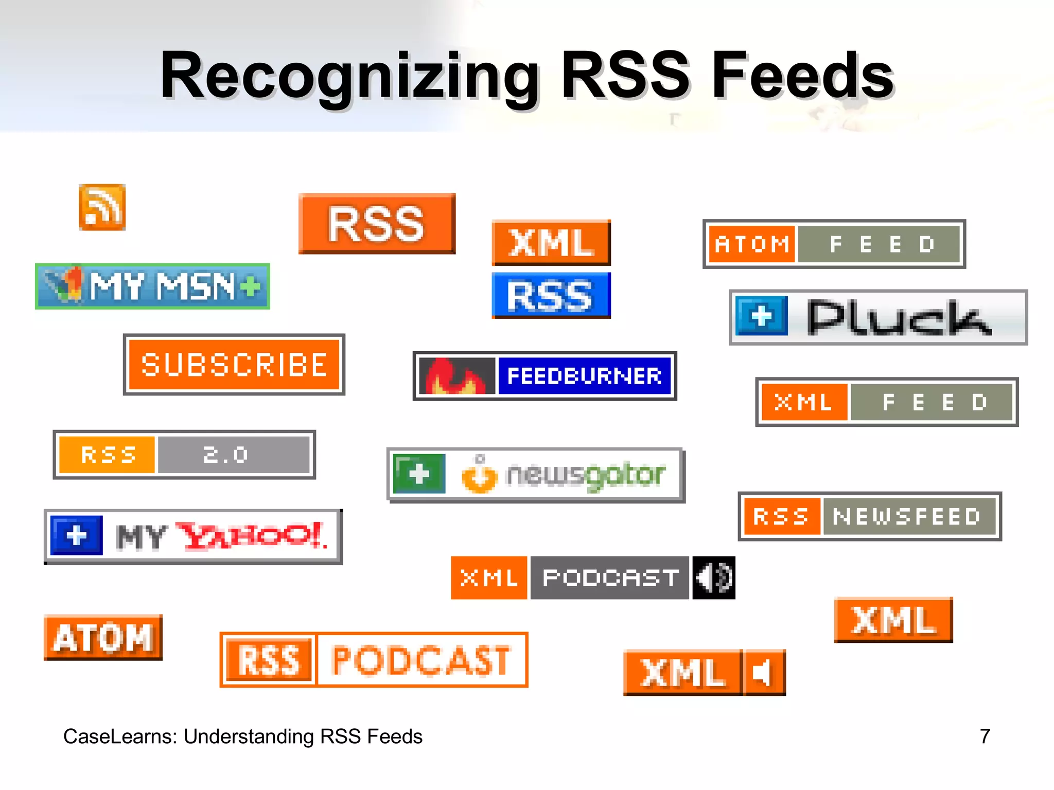 Recognizing RSS Feeds CaseLearns: Understanding RSS Feeds 