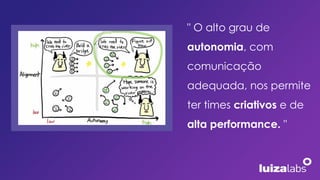 " O alto grau de
autonomia, com
comunicação
adequada, nos permite
ter times criativos e de
alta performance. "
 